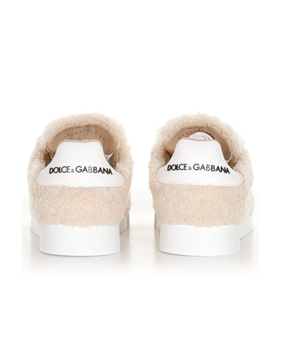 Dolce & Gabbana Leather Flatform Low-top Sneakers In Nude