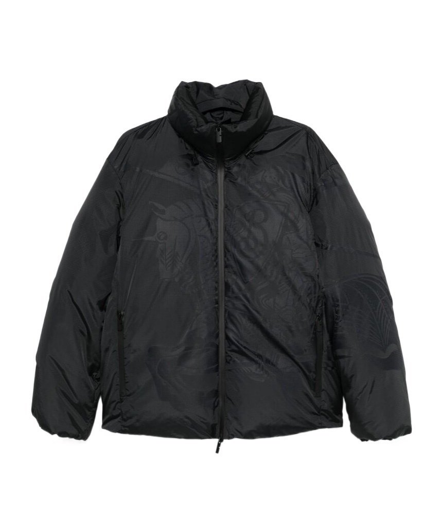 Burberry Equestrian Knight Padded Jacket In Black
