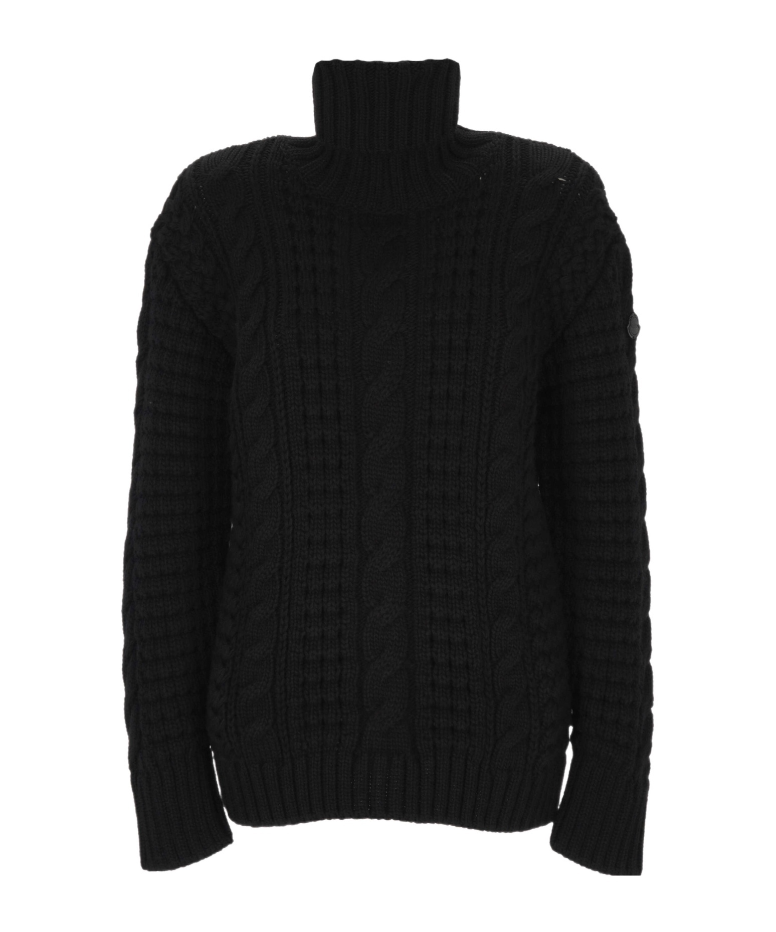 Moncler X Ee72 By Edward Enninful Cable Knit Turtleneck Sweater In Black