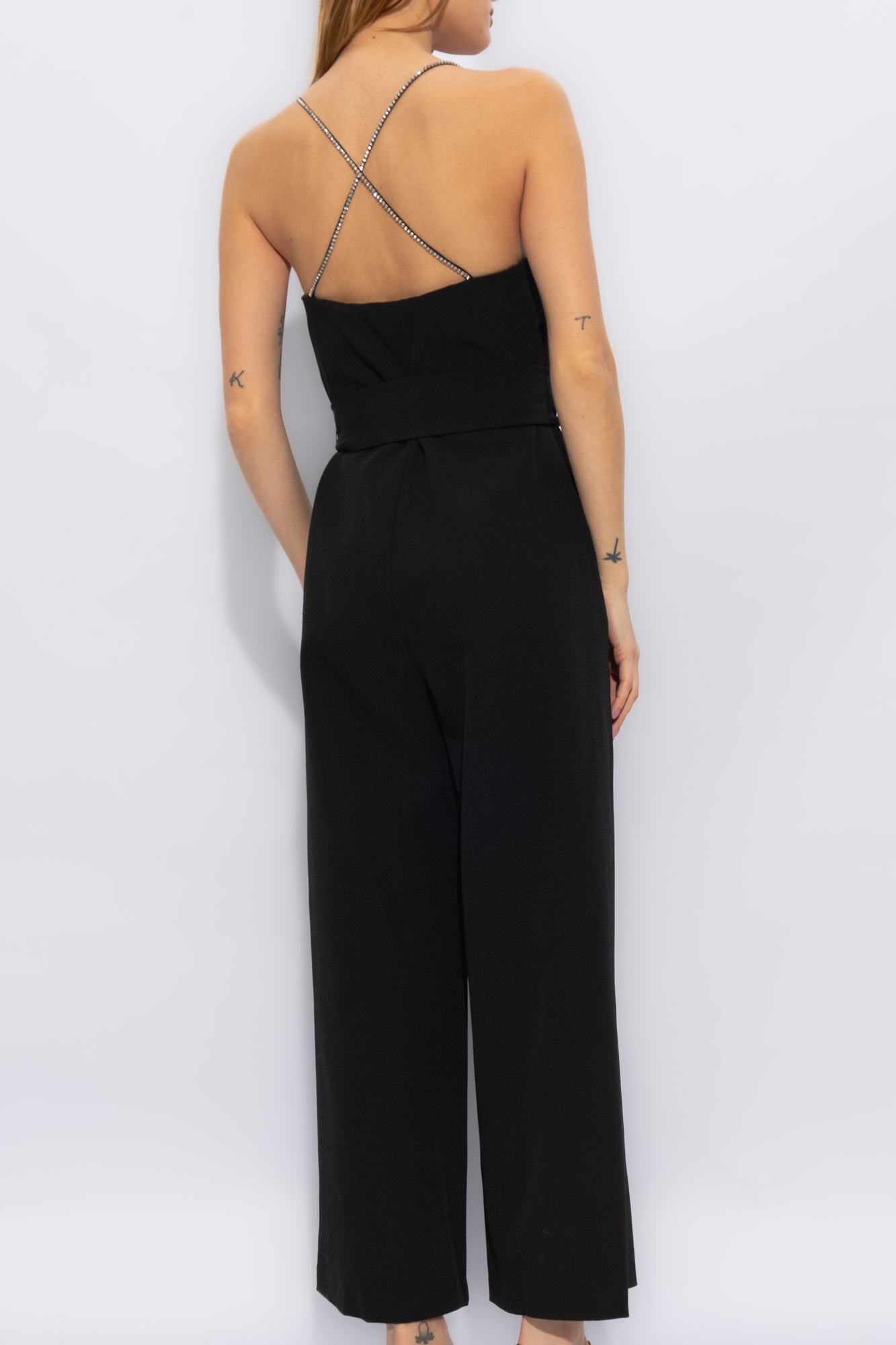 Kate Spade Crystal-embellished Wide-leg Jumpsuit In Black