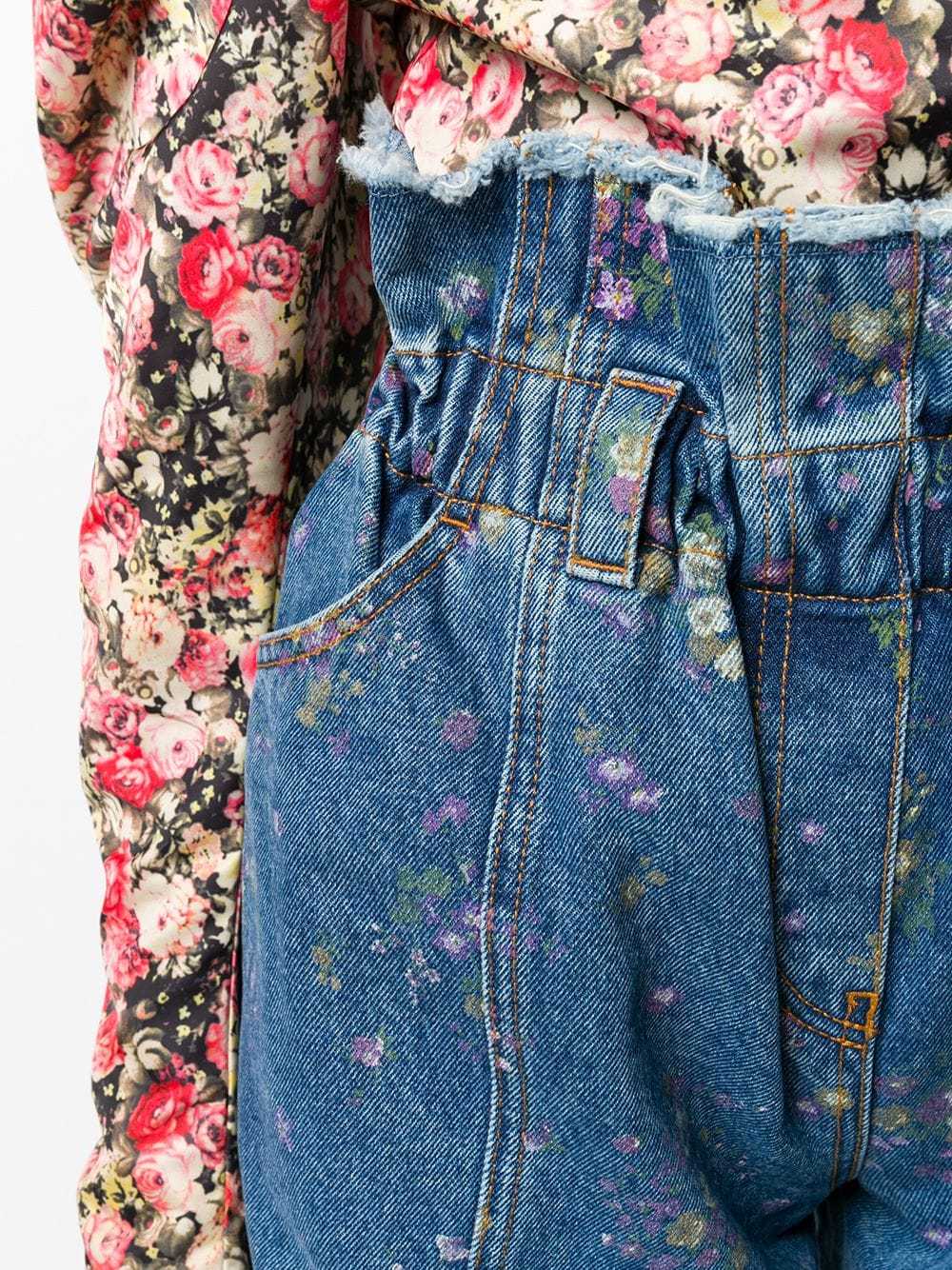 Philosophy Di Lorenzo Serafini Floral-print Denim Shorts In Blue