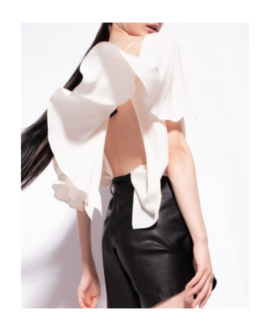 Shop Pinko Ruffled Short-sleeve Blouse In White