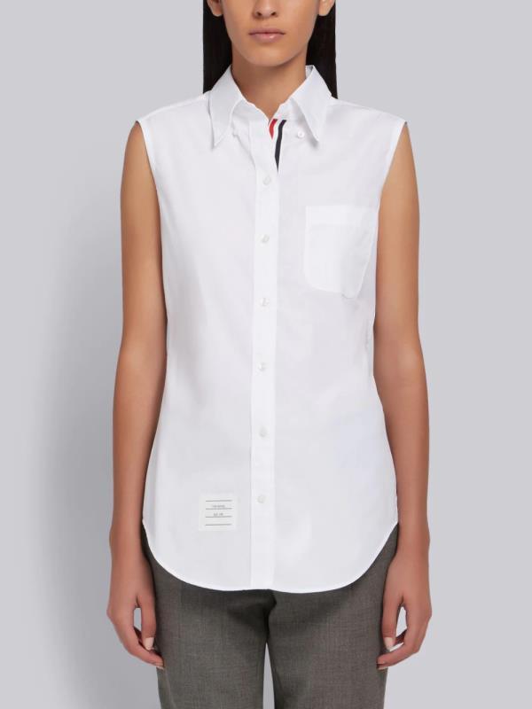 Thom Browne Sleeveless Button-down Shirt In White