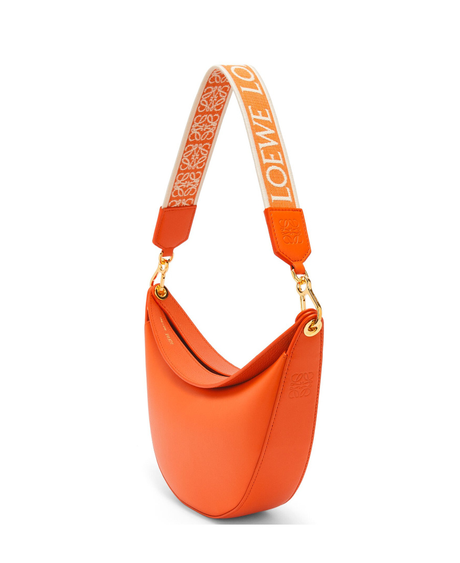 Loewe Small Luna Bag In Satin Calfskin And Jacquard In Orange