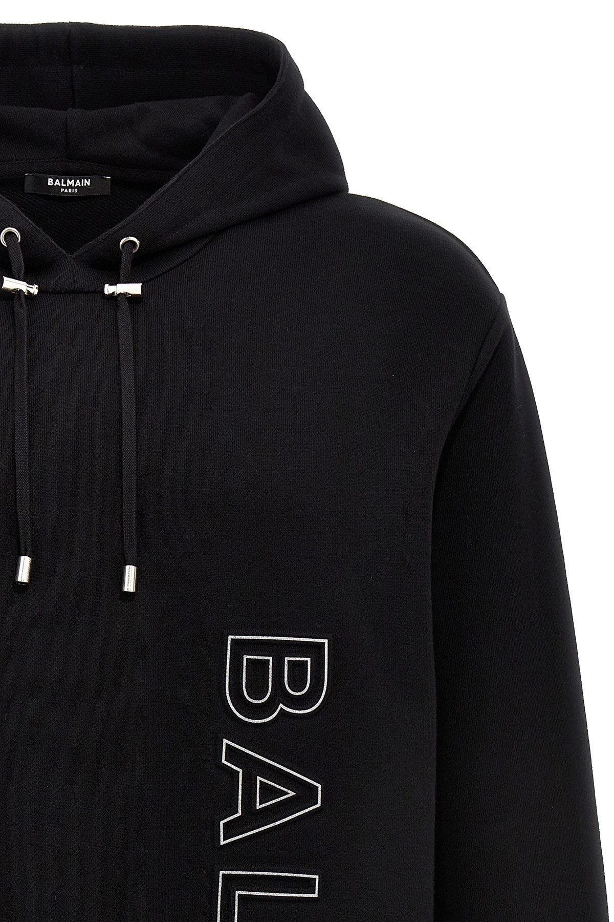 Balmain Black Cotton Sweatshirt In Black