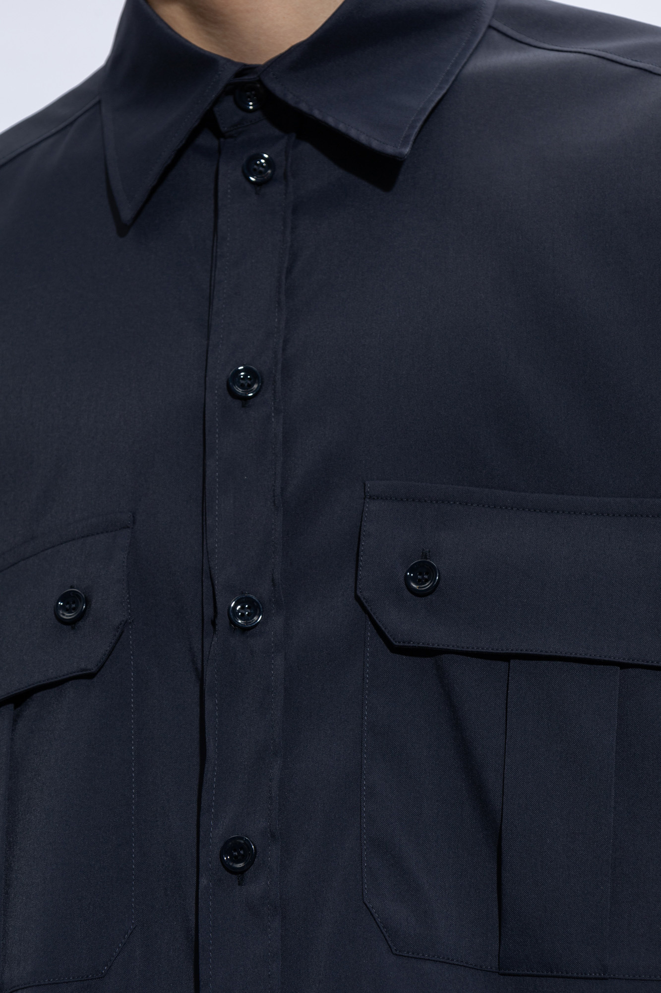 Dolce & Gabbana Logo-patch Long-sleeved Shirt In Black