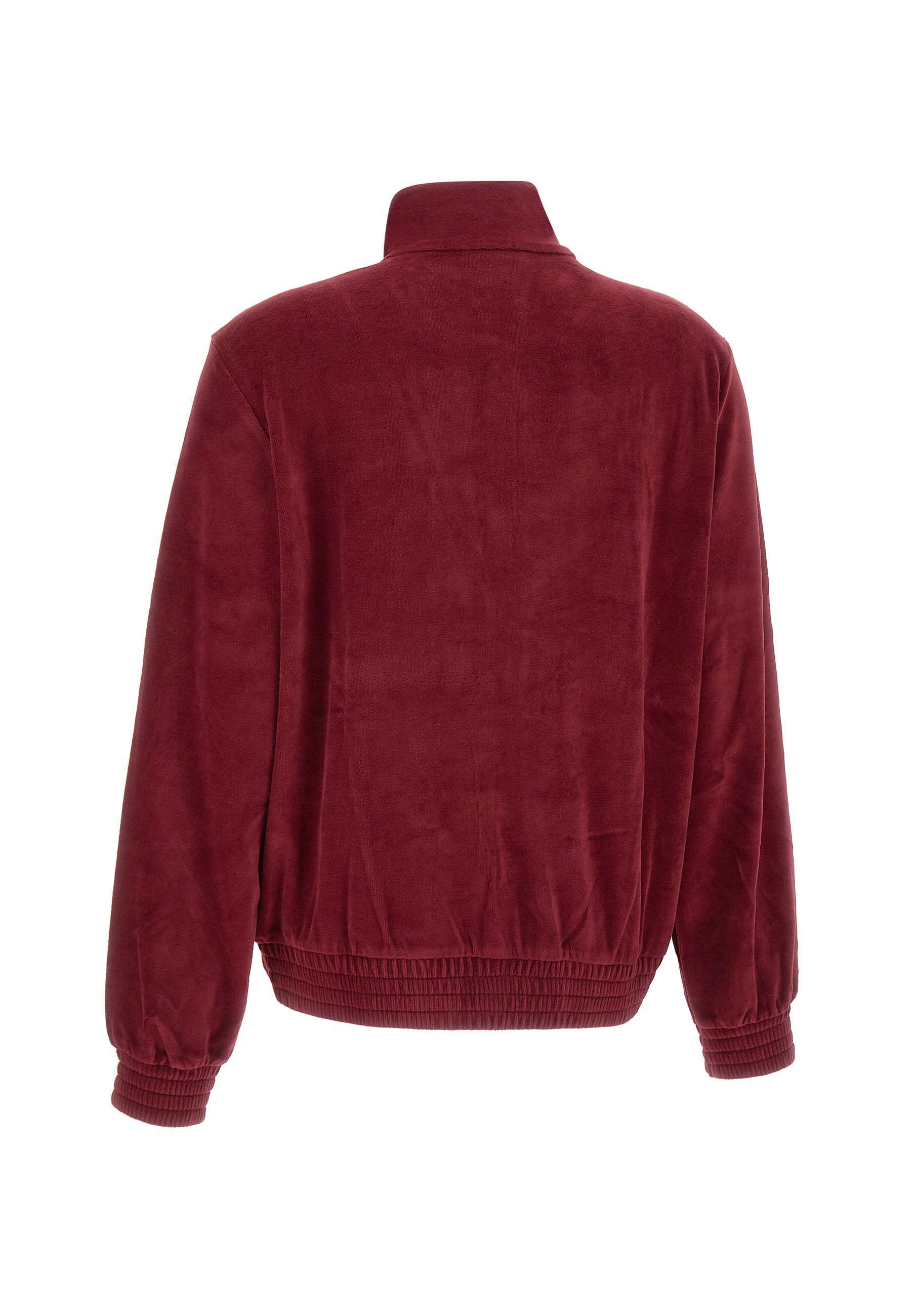 Mc2 Saint Barth Miriam Chenille Logo-embroidered Zip-up Sweater In Red