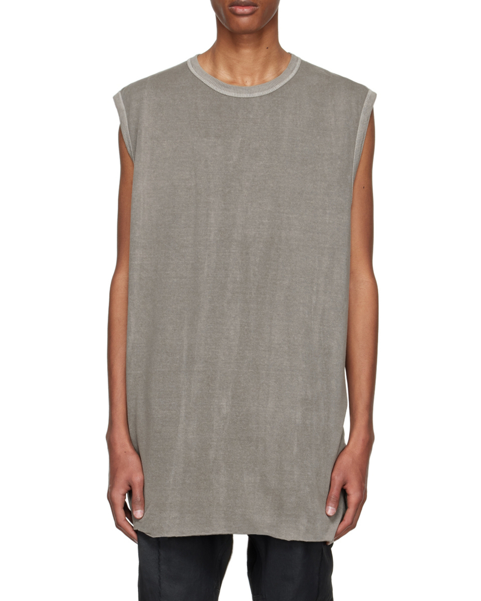 Shop Boris Bidjan Saberi Long Vest With Round Neck In Gray