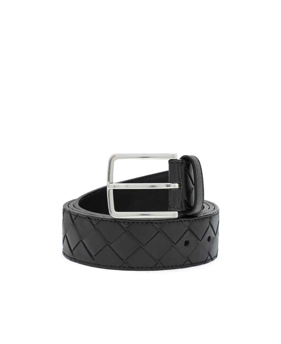 Bottega Veneta Intrecciato Belt In Black