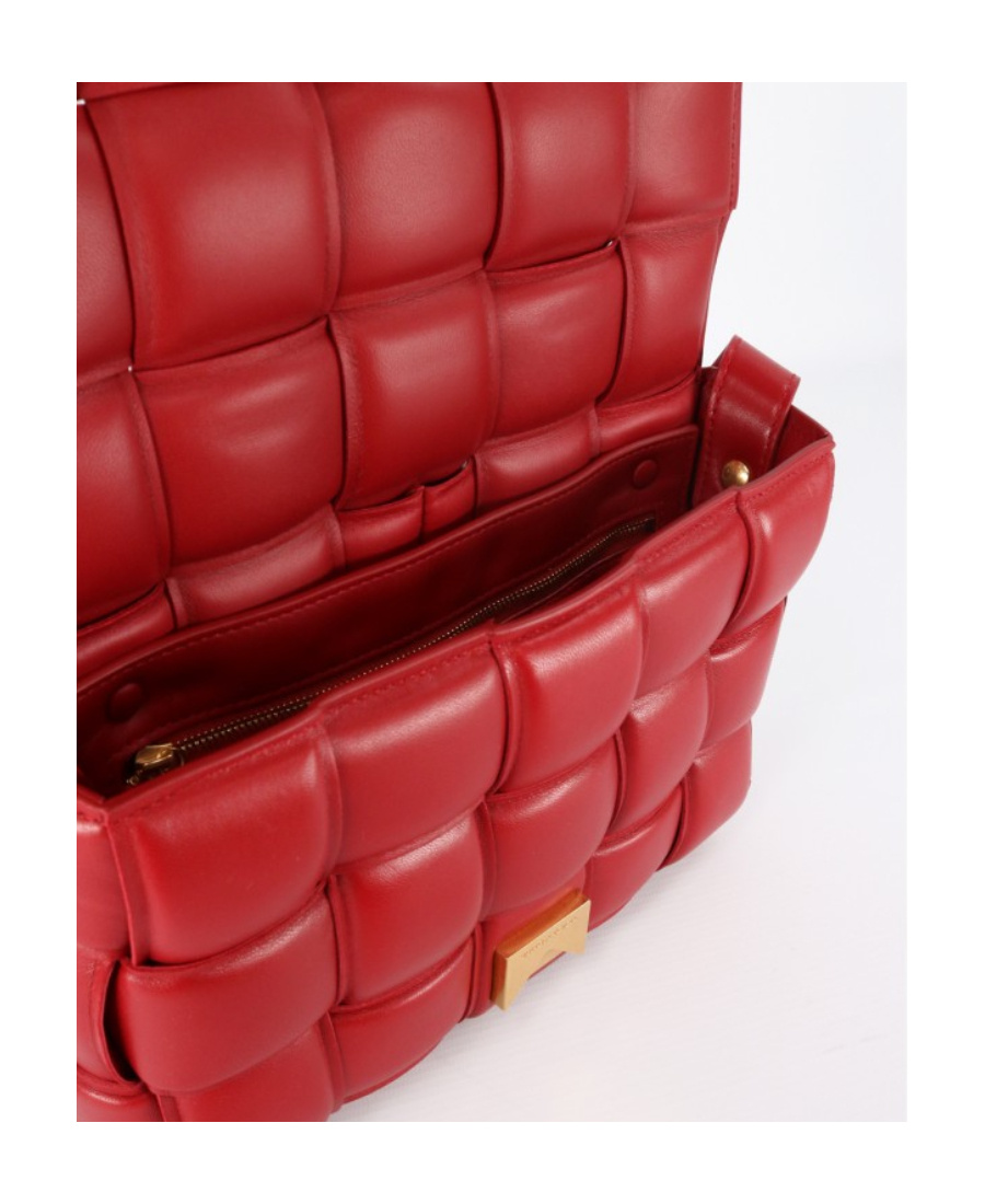 Bottega Veneta Padded Cassette Leather Shoulder Bag In Red