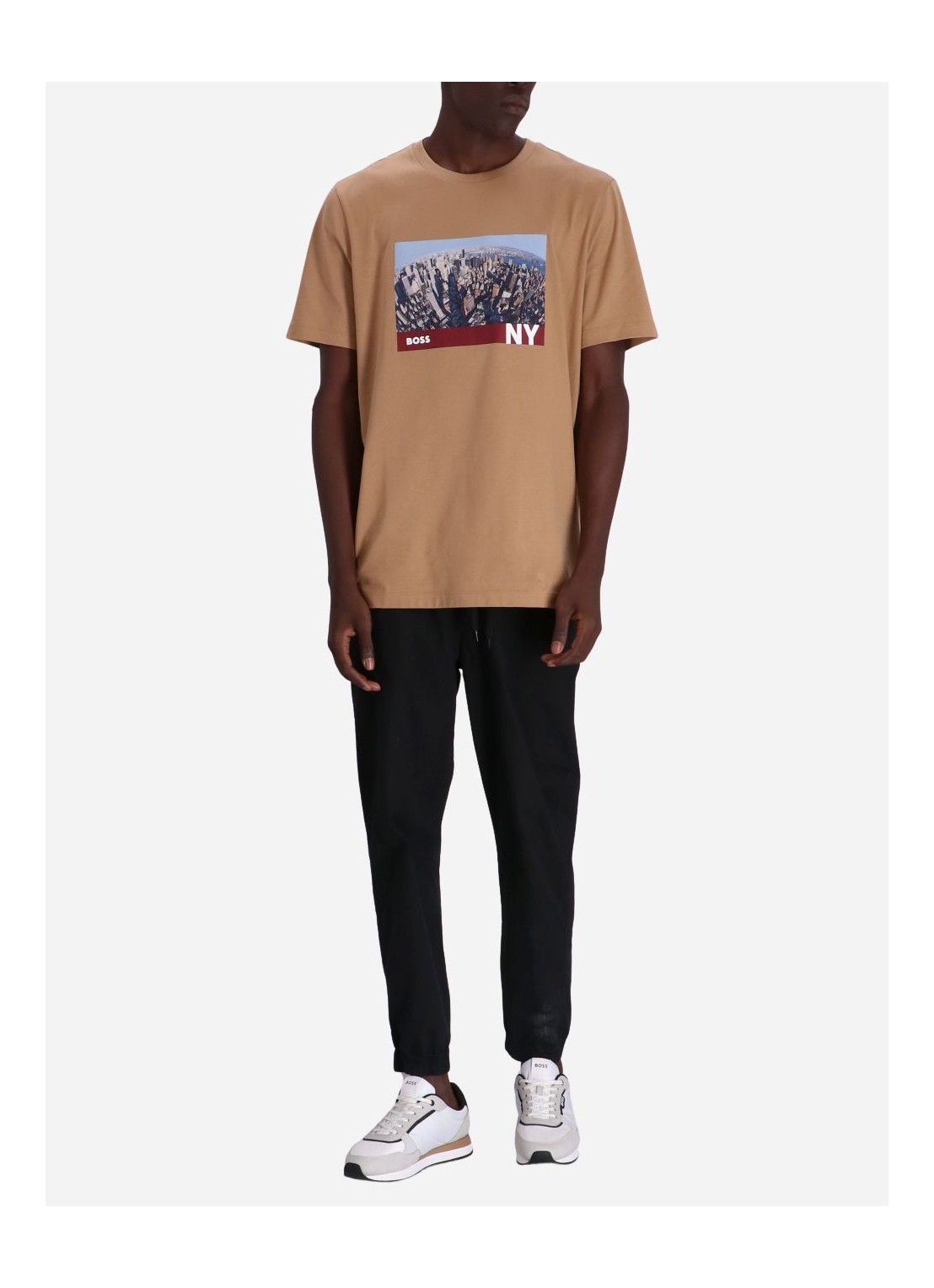 Hugo Boss Graphic-print Cotton T-shirt In Nude