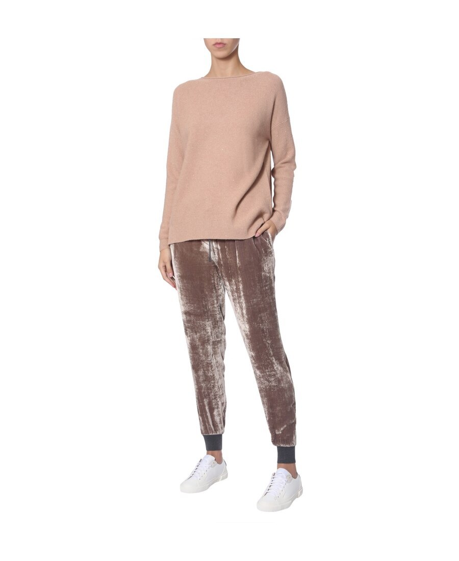 Fabiana Filippi Knitted Cuffs Velvet Trousers In Multicolor