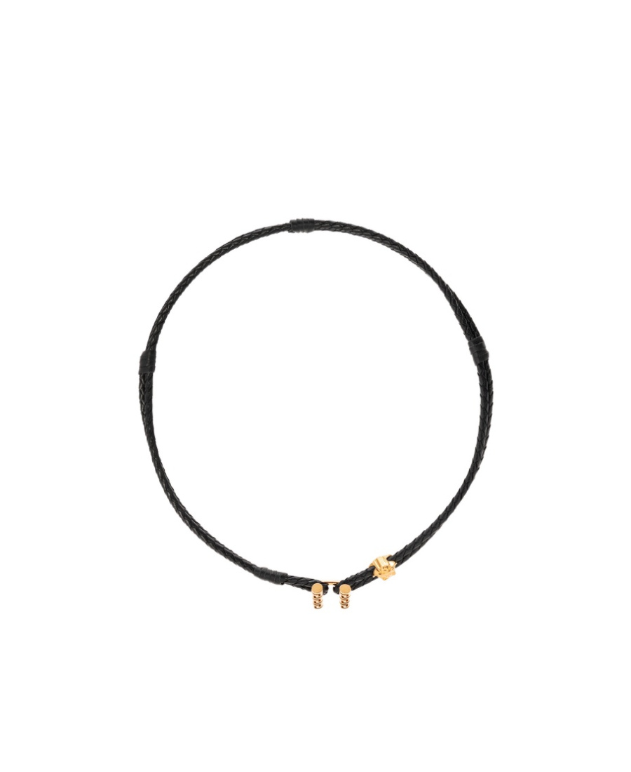 Versace Medusa-charm Braided Leather Necklace In Black