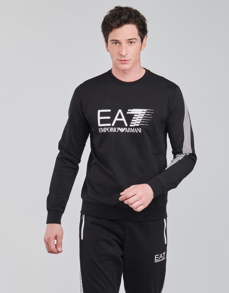 Ea7 Round-necked Logo Sweater In Black