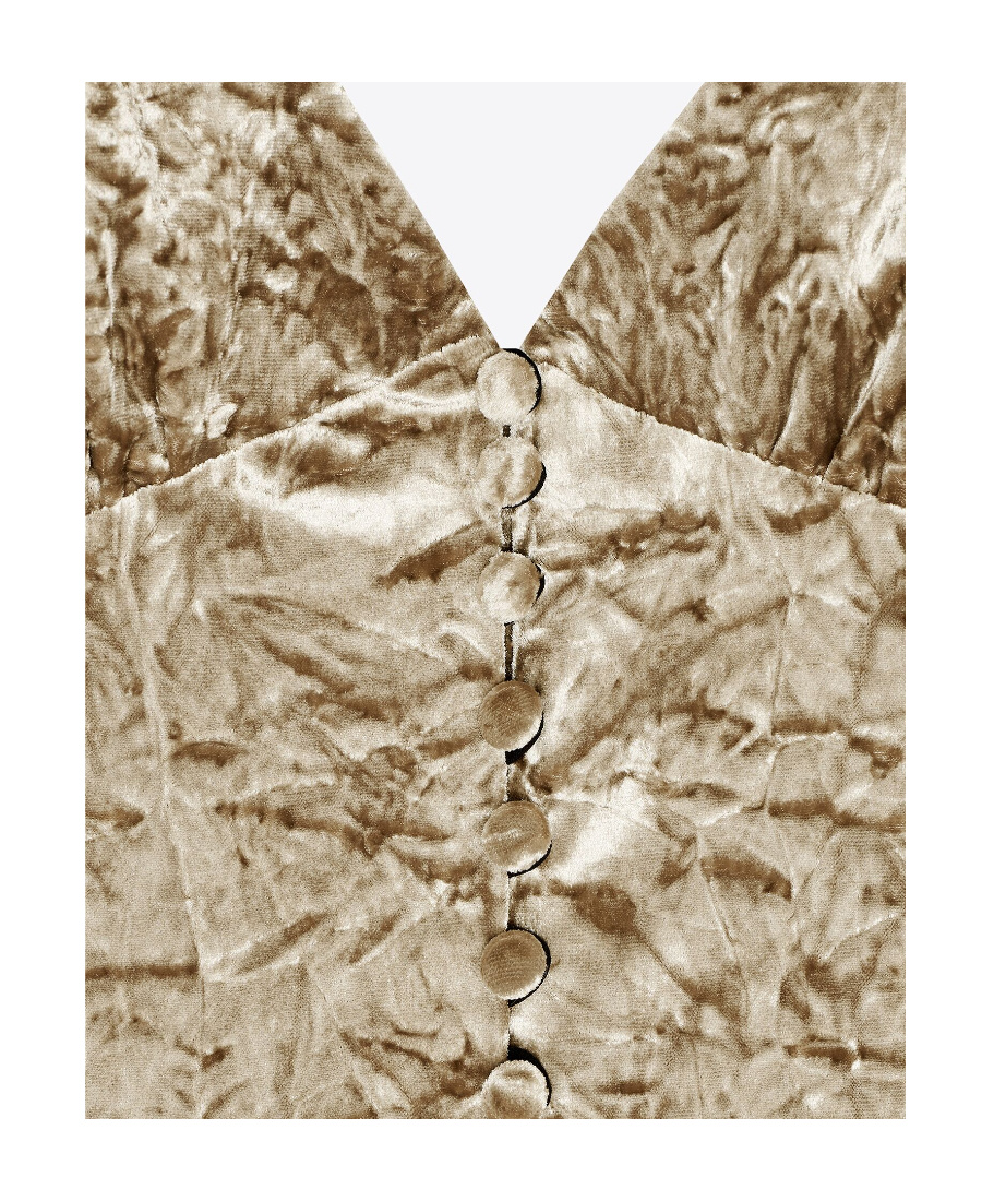 Saint Laurent Women Biscuit Velvet Mini Dress In Nude