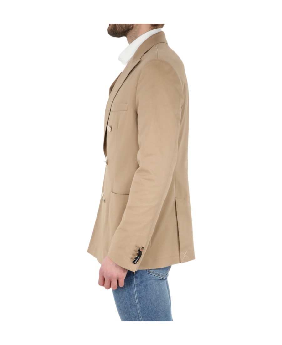 Tonello Double-breasted Cotton Blazer In Nude