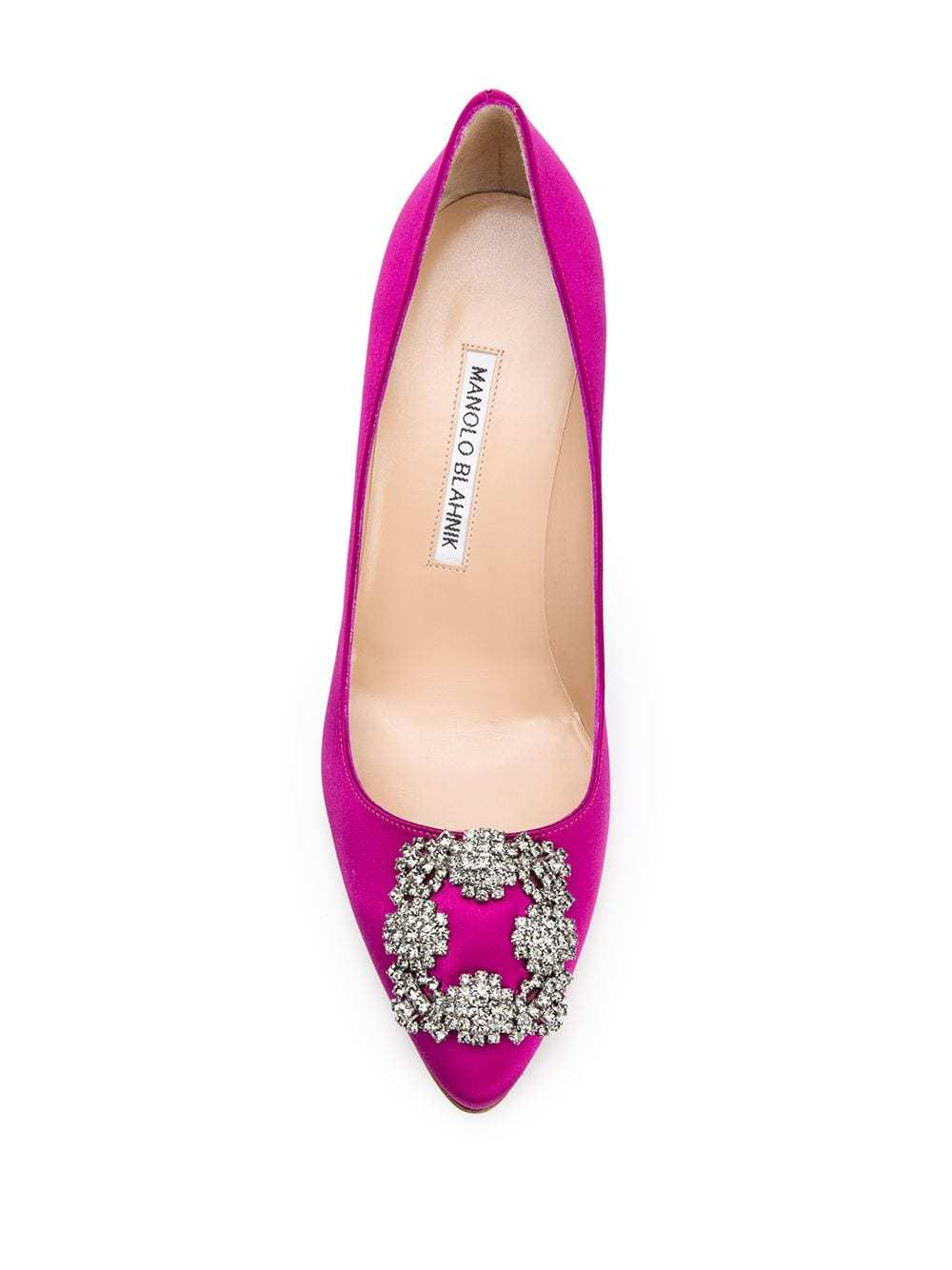 Manolo Blahnik Embellished Satin Pumps In Purple