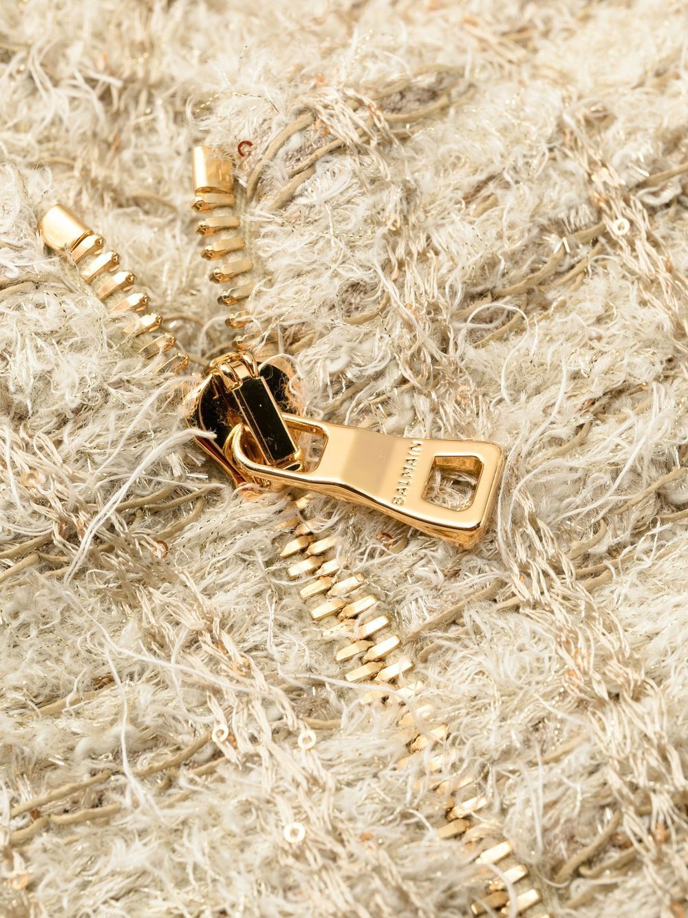 Balmain Textured Tweed Short Dress With Front Pockets In Neutral