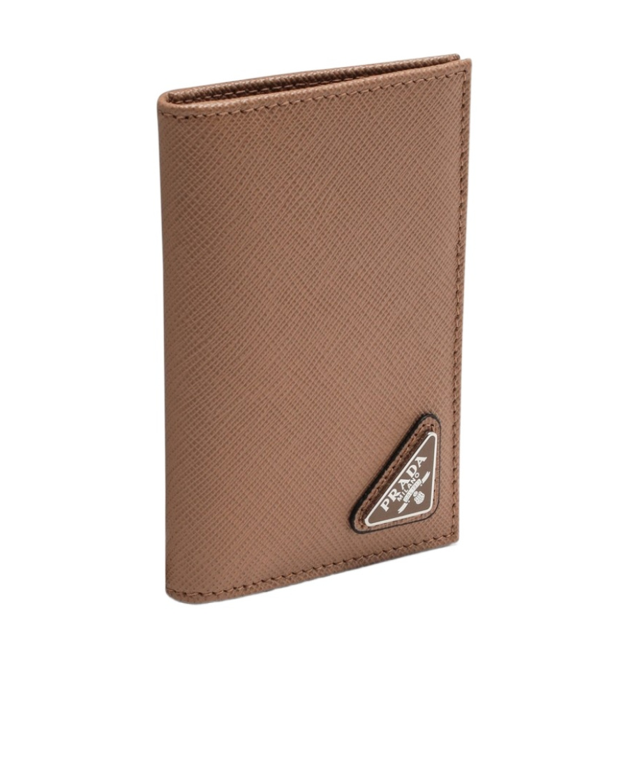 Prada Logo-plaque Saffiano Leather Wallet In Brown