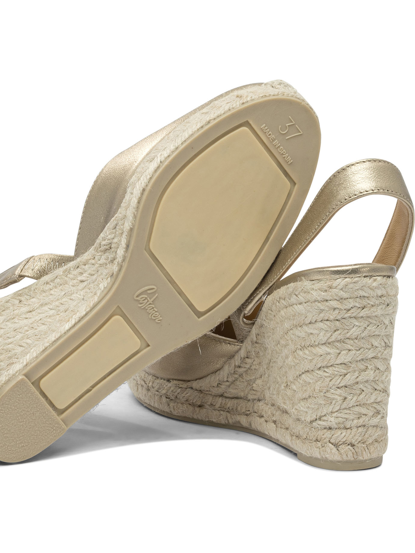 Castaã±er Square Toe Wedge Sandals In Brown