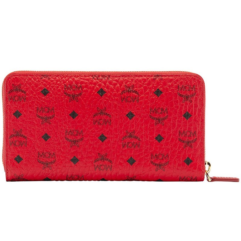 Mcm Long Zipper Wallet. In Red