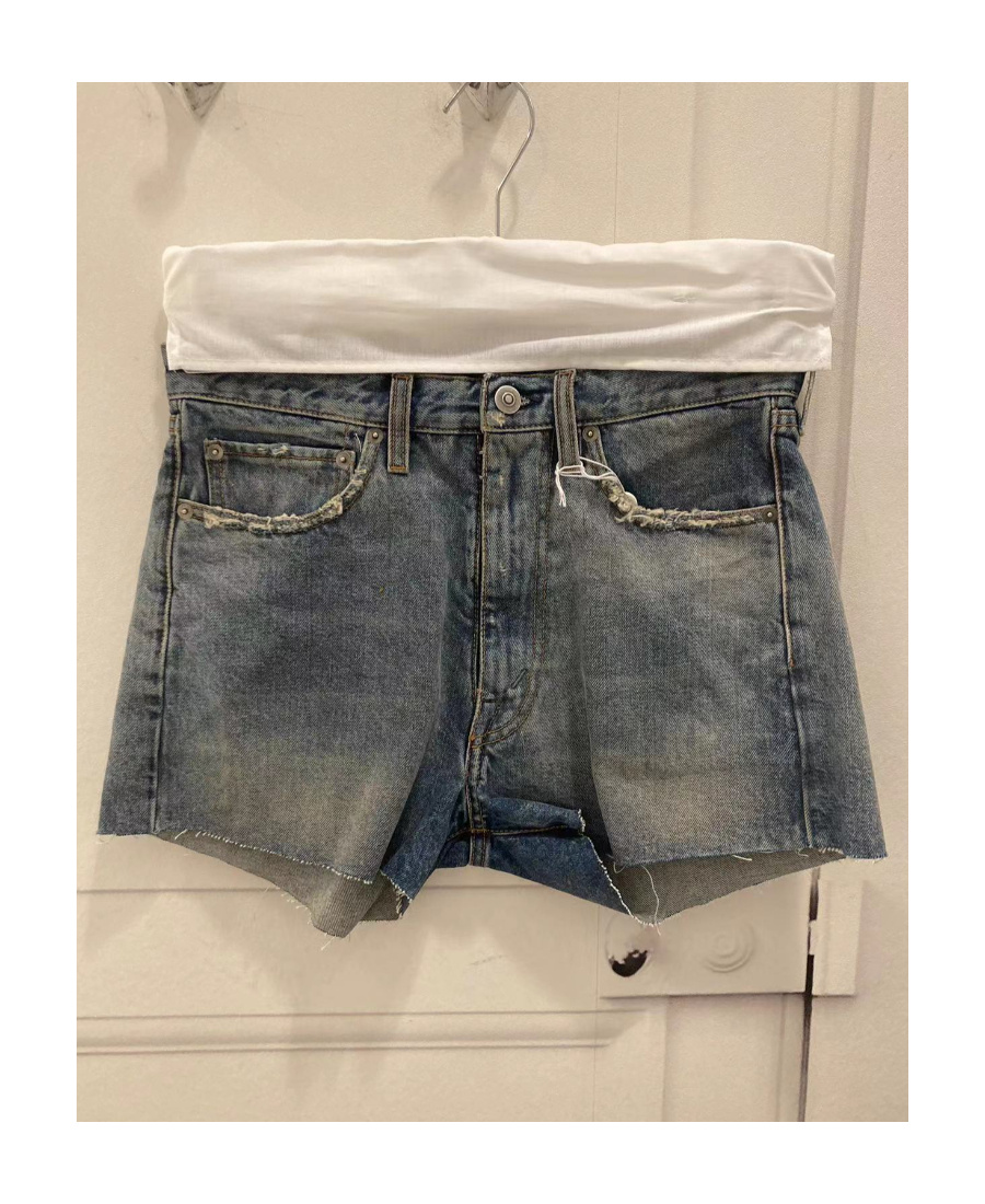 Maison Margiela Four-stitch Denim Mini Shorts In Blue
