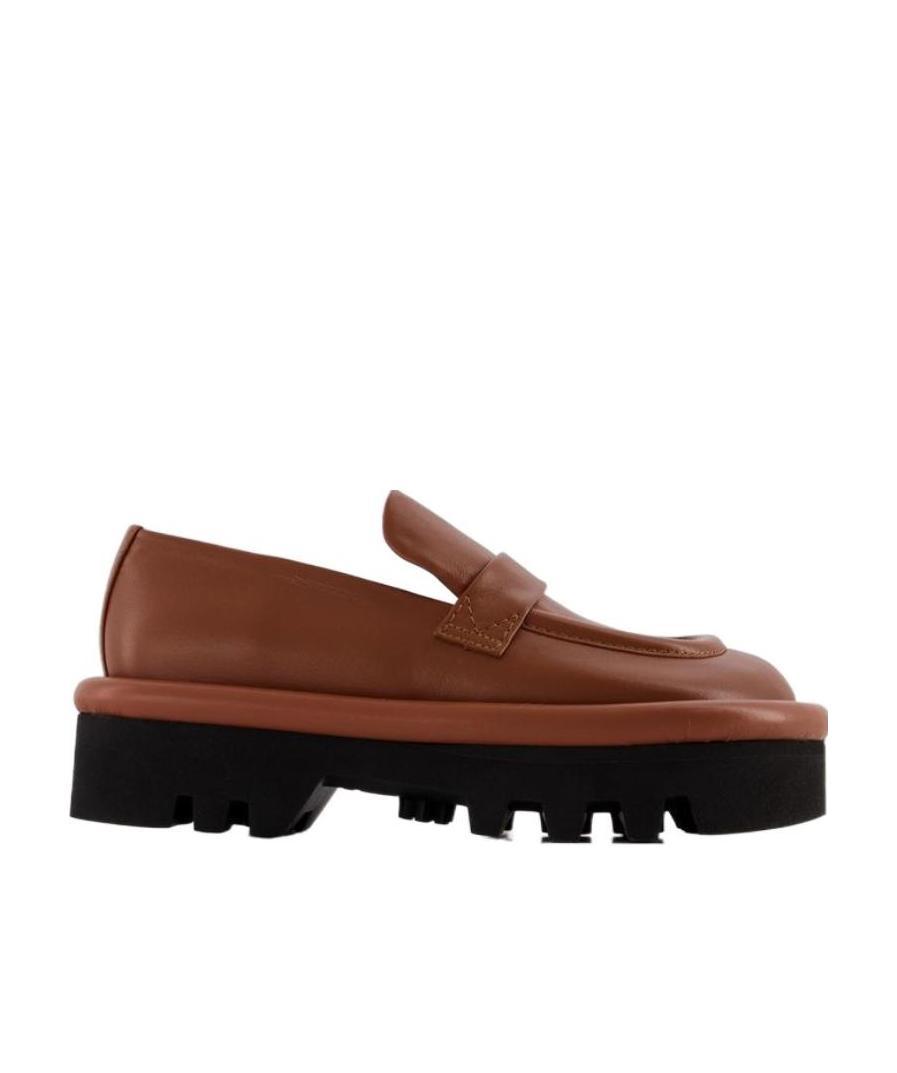 Jw Anderson Bumper Chunky Flats In Orange Leather In Brown