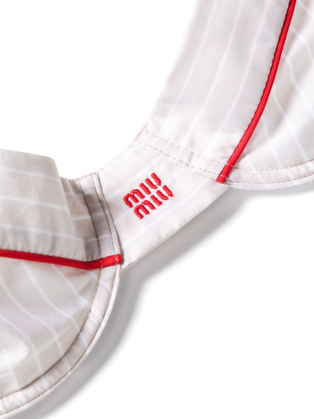 Miu Miu Contrast Striped Details Of Bra In White