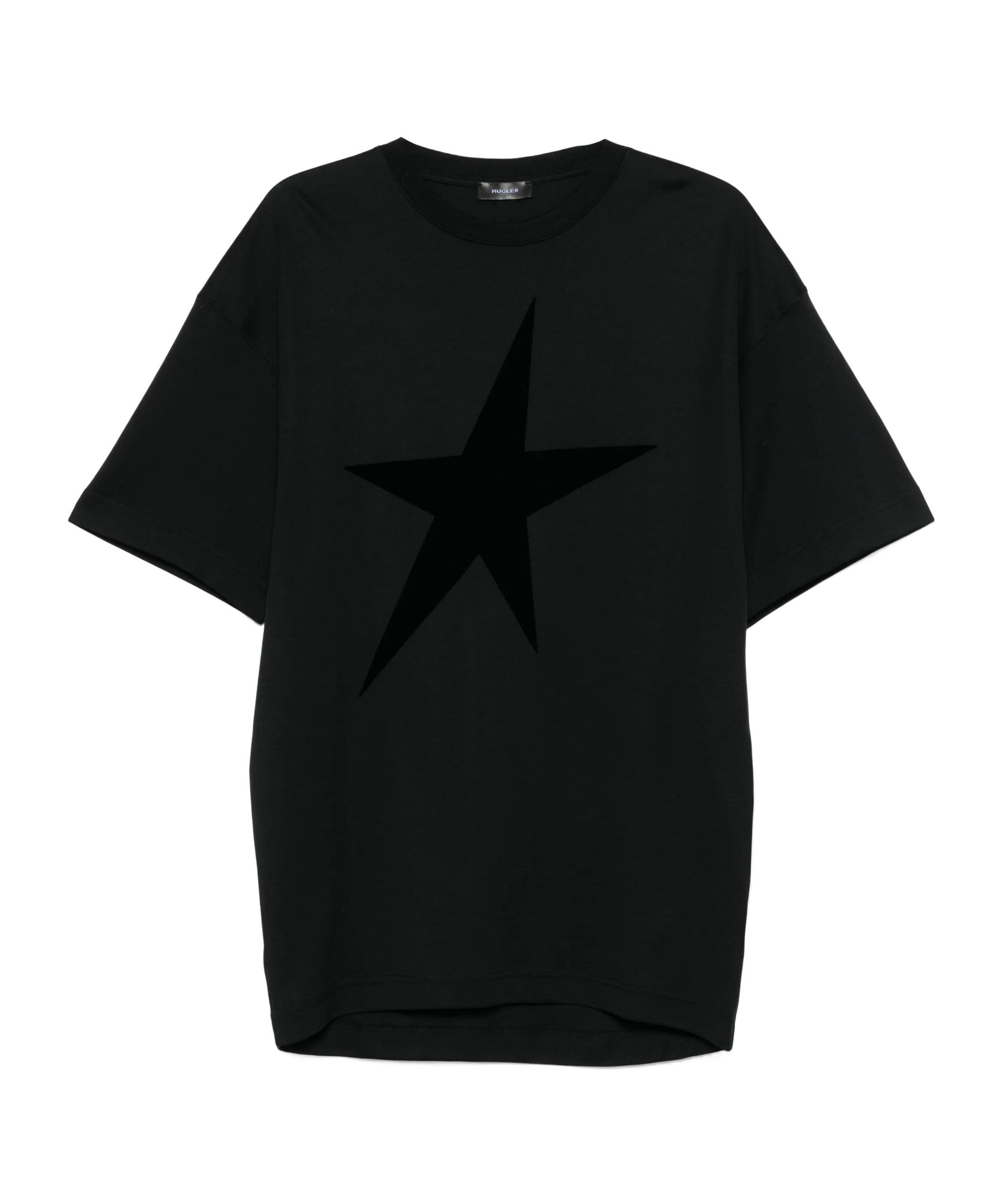 Mugler Velvet Star T-shirt In Black