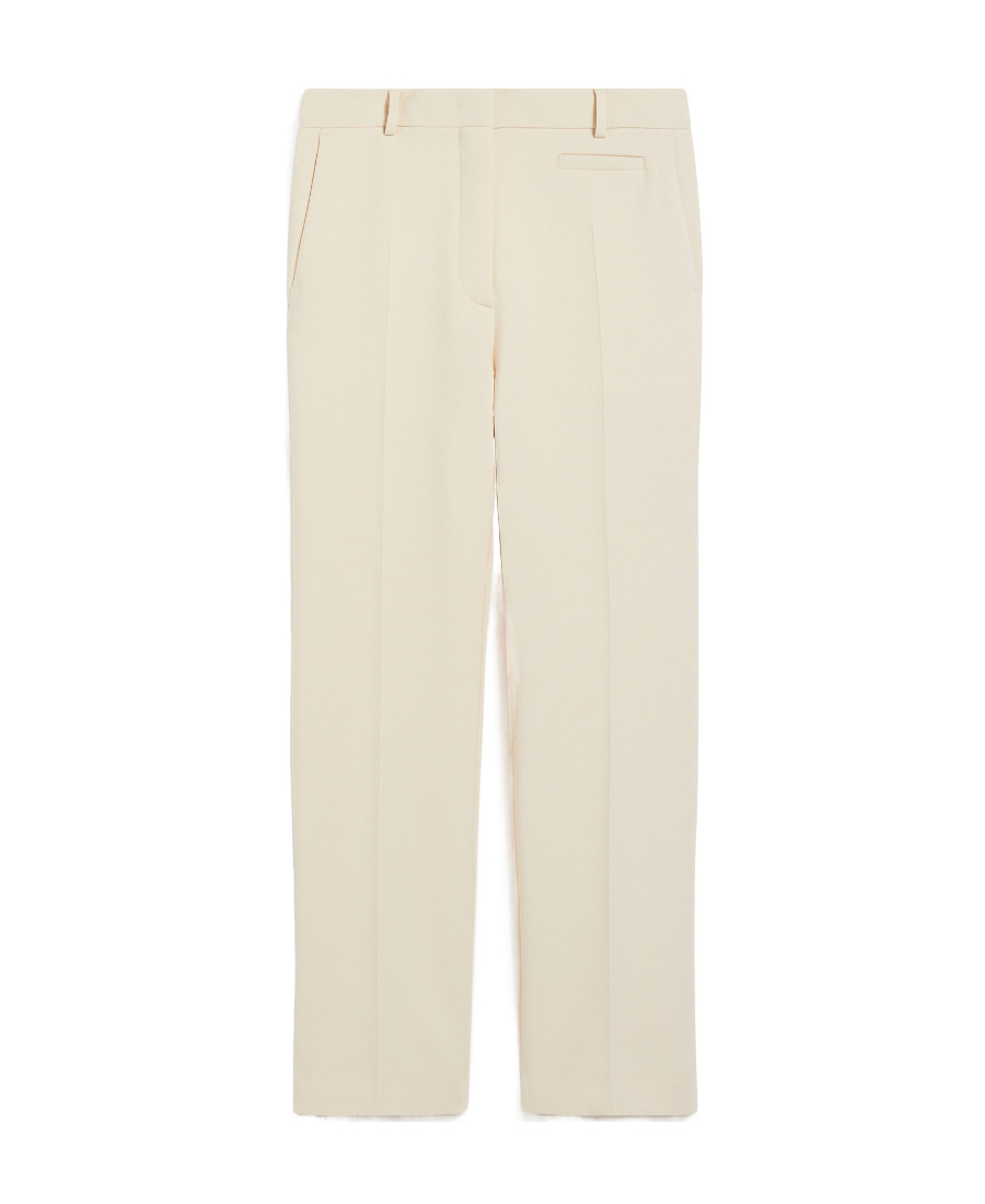 Sportmax Low-waisted Wool Casual Trousers In White