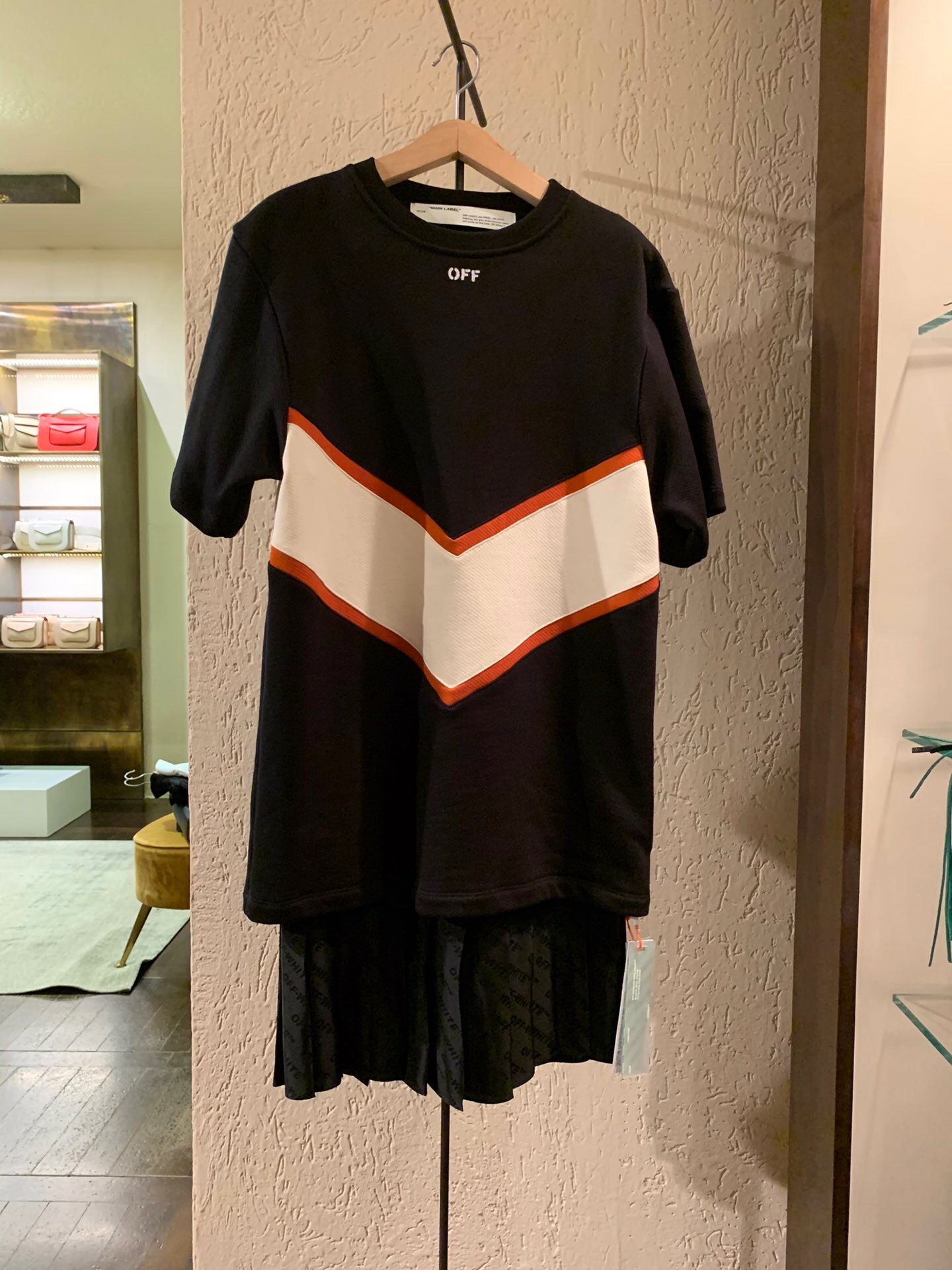Off-white Contrasting Panels T-shirt Dress In Black