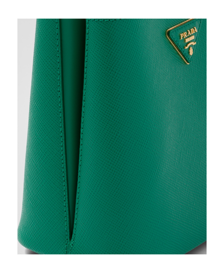 Prada Small Leather Panier Bag In Green
