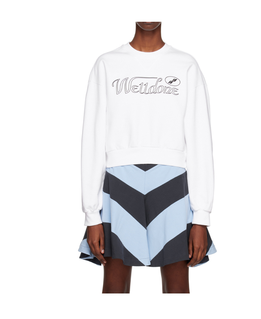 We11 Done Logo Print Cotton Sweatshirt In White
