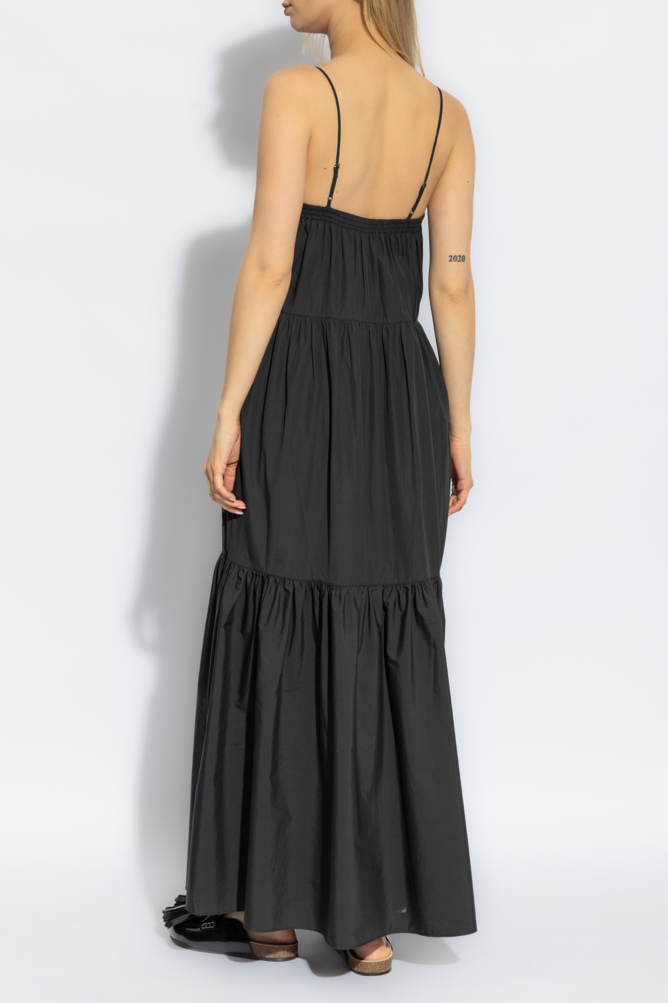 Rag & Bone Sage Tiered Cotton-poplin Maxi Dress In Black