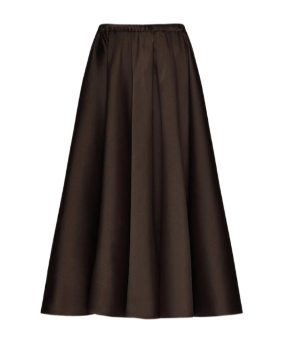 Valentino Pleated Tech Duchesse Midi Skirt In Black