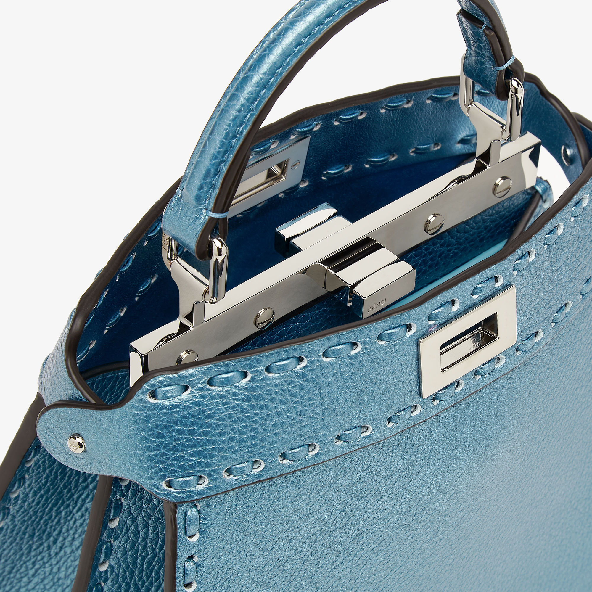 Fendi Petite Peekaboo Iseeu Leather Top Handle Bag In Blue