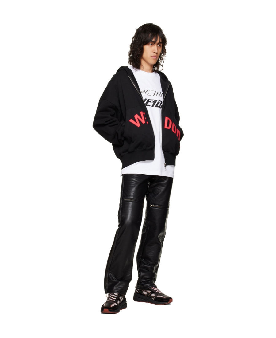 We11 Done Zipper Hooded Sweater In Black