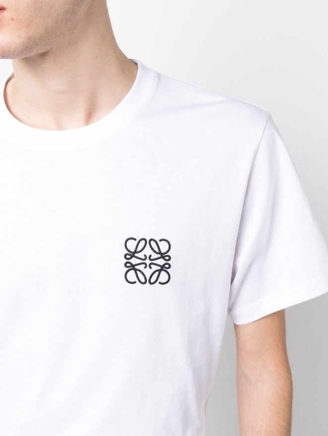 Loewe Slim-fit Logo-embroidered Cotton-jersey T-shirt In White