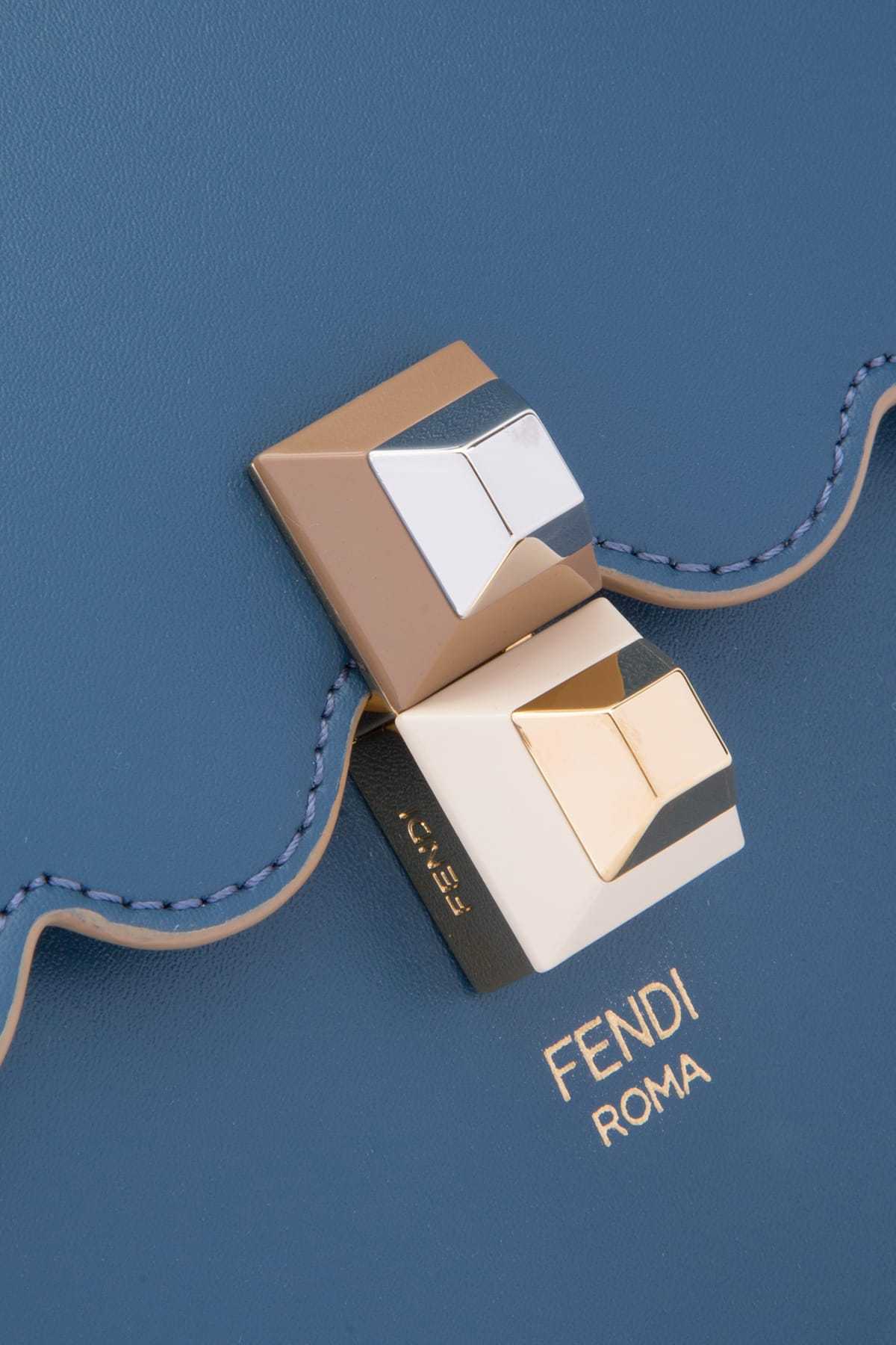 Fendi Kan I Scallop-edged Handbag In Blue