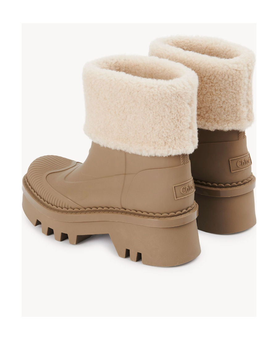 Chloé Bottines Raina Femme Brun Taille 35 100% Polyuréthane Thermoplastique, Ovis Aries Aries Fur, Farmed, In Nude