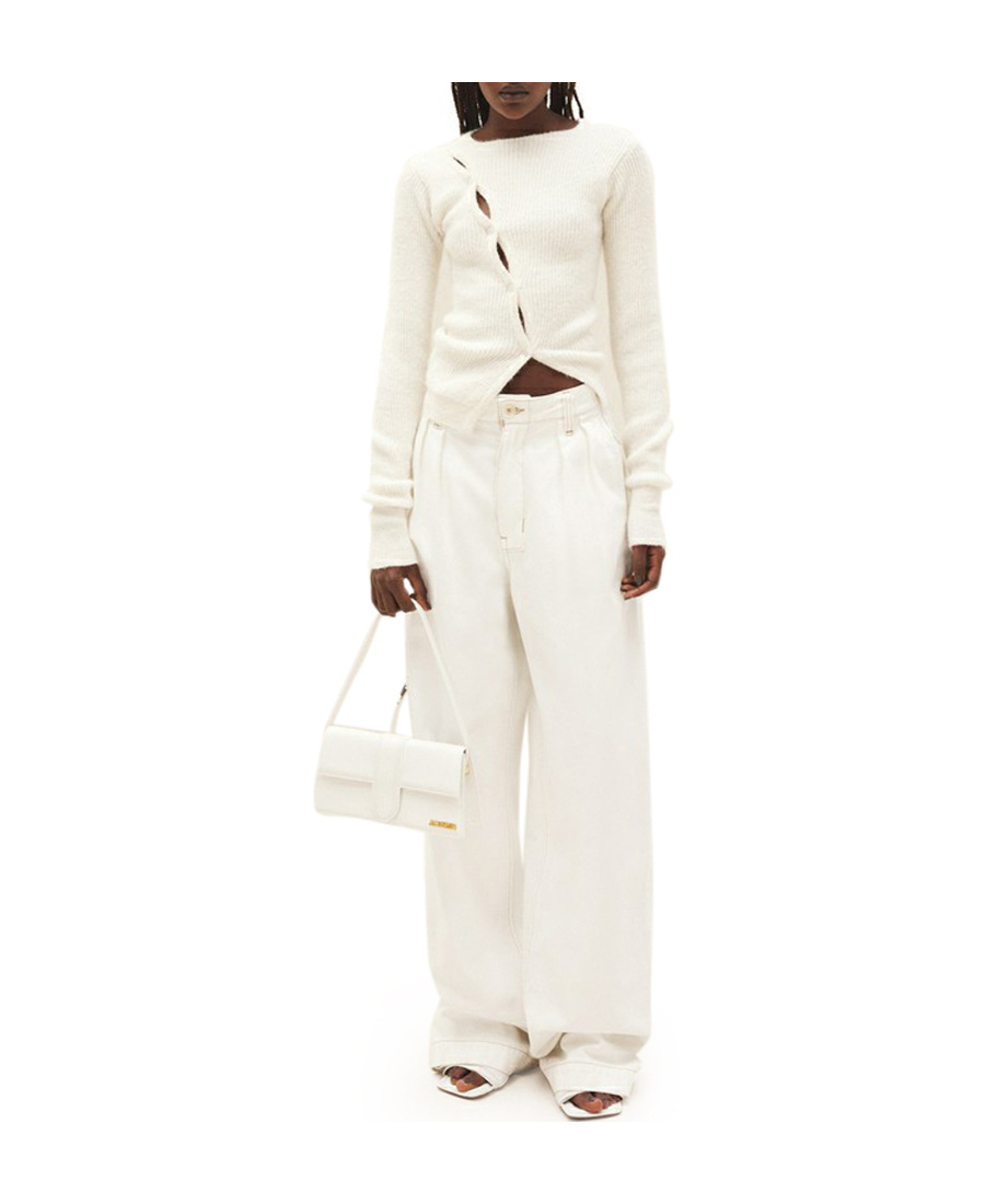 Jacquemus Asymmetric Button-up Cardigan In White