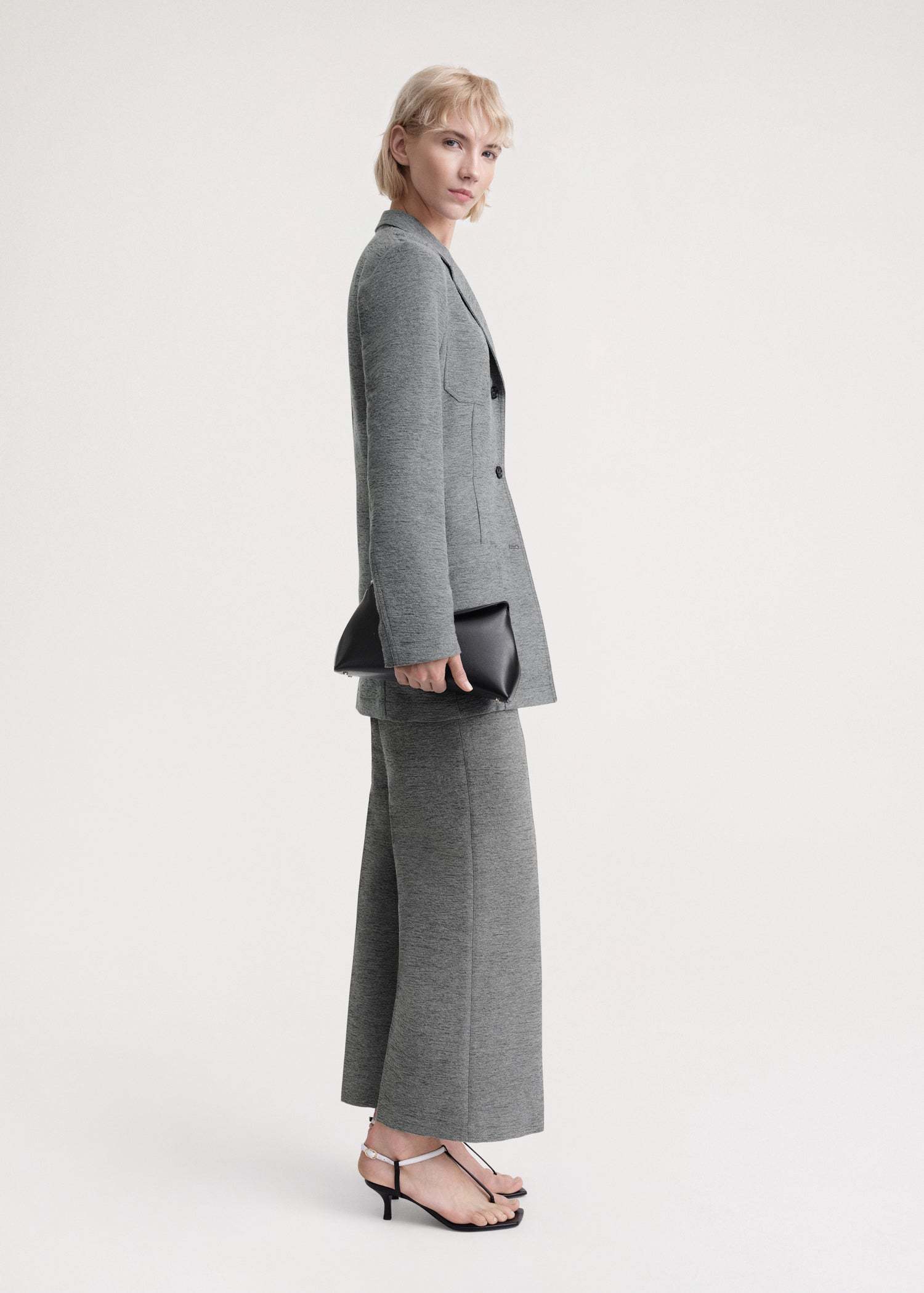 Totême Toteme Womens Grey Melange Single-breasted Jersey Wool And Recycled Polyamide-blend Blazer In Gray