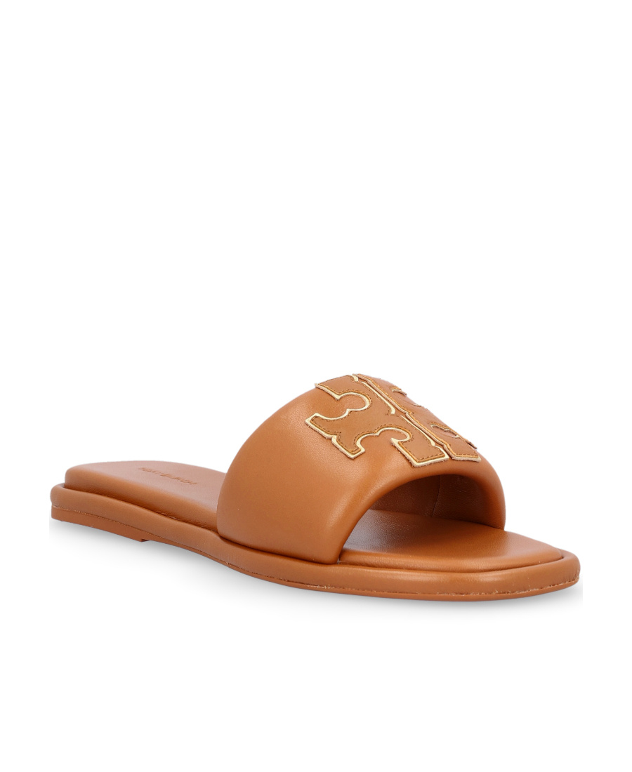 Tory Burch Double T Sport Slide Sandals In Brown