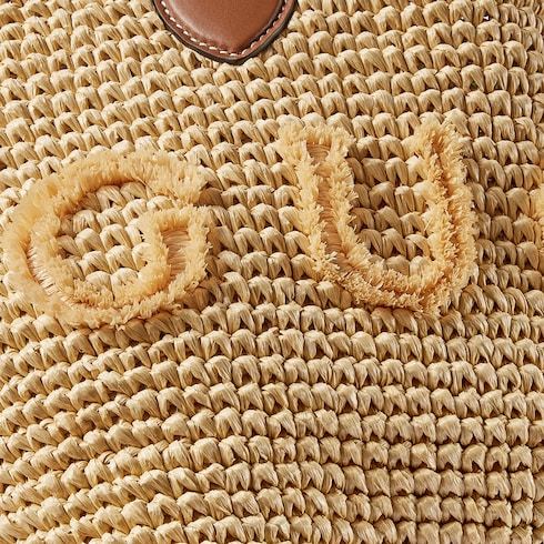 Gucci Woven Medium Tote Bag In Brown
