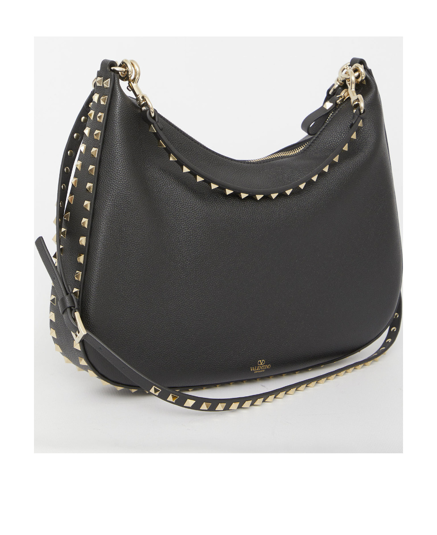Valentino Rockstud Leather Tote Bag In Black