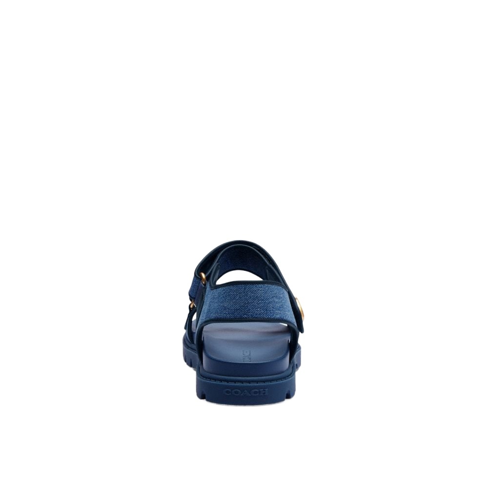 Coach Brynn Denim Touch-strap Sandals In Dark Blue
