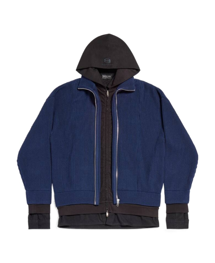 Balenciaga Unity Sports Icon Layered Hoodie In Dark Blue