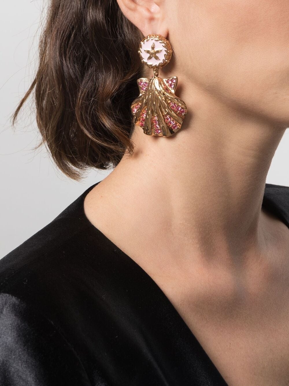 Versace Crystal-embellished Shell Earrings