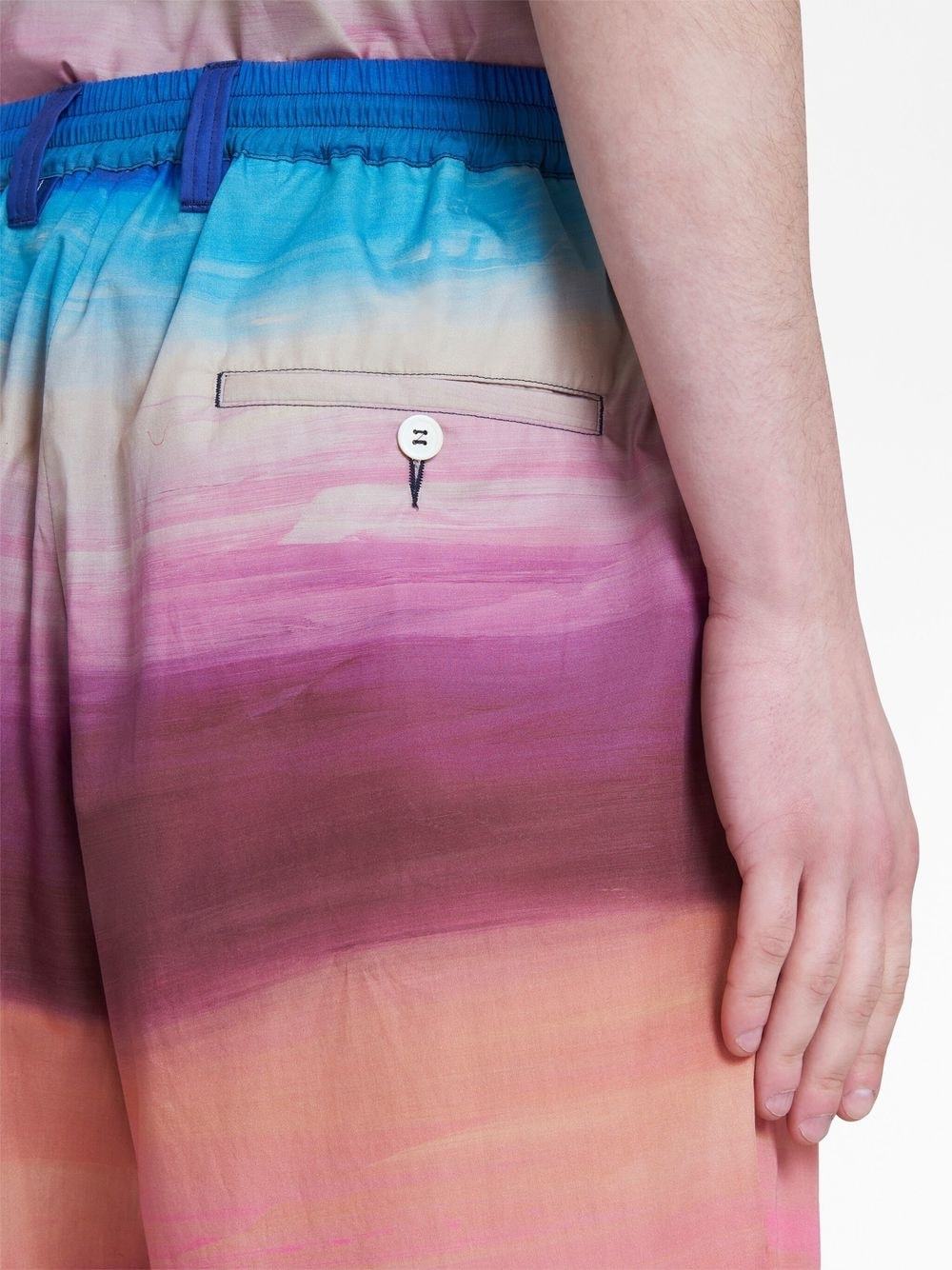 Marni Painterly-print Pleated Cotton Shorts In Red