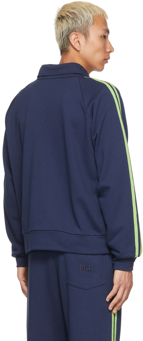 Shop Molly Goddard Navy Blue Side Stripe Panel Casual Jacket